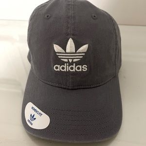 Gray/white womens adidas original relaxed strap back baseball cap. Never warn